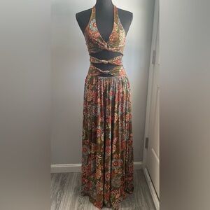 NWT Floral Maxi Dress with Cutout Details